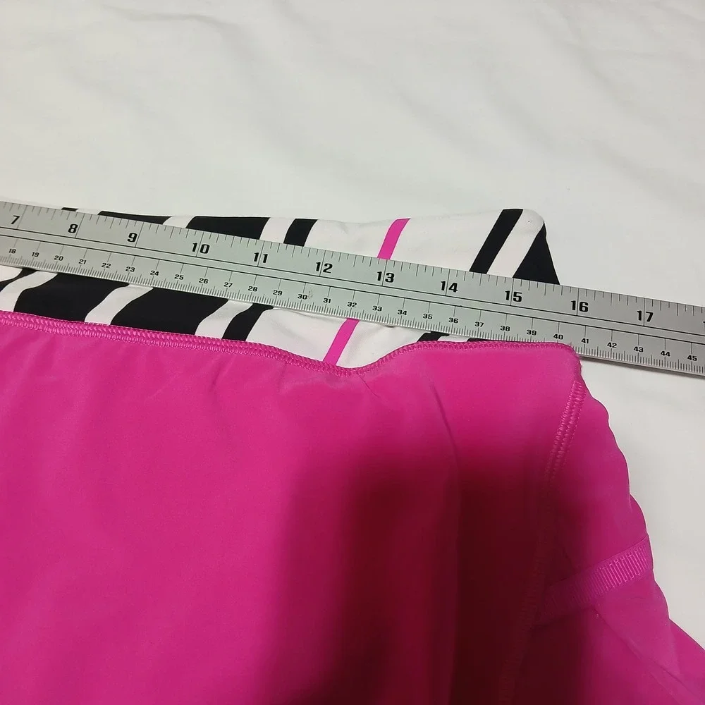 Lululemon‎ Pace Setter Skirt Pink Striped Waist Pleated Back Tennis Skort Size 8